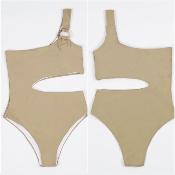 TAN ONE-SHOULDER MONOKINI - Picture 2 of 4
